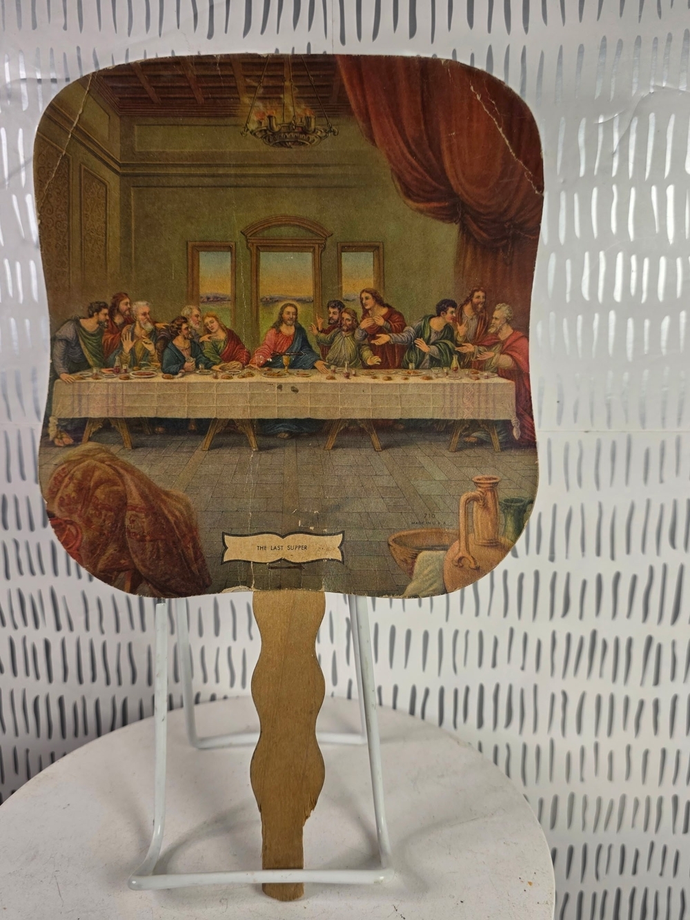 Vintage Last Supper Church Fan Cowan Funeral Home Van Wert